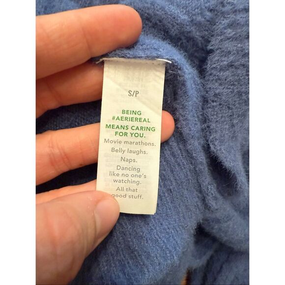 Aerie Blue Being Aeriereal Buttercream Ribbed Oversized Pullover Sweater Small - Picture 5 of 6